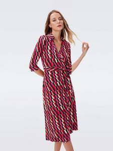 DVF	ABIGAIL MIDI DRESS ARTA GEO PINK ME