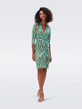 Load image into Gallery viewer, DVF NEW JEANNE TWO 3/4 DRESS ARTA GEO GREEN