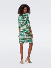 Load image into Gallery viewer, DVF NEW JEANNE TWO 3/4 DRESS ARTA GEO GREEN