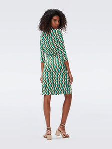 DVF NEW JEANNE TWO 3/4 DRESS ARTA GEO GREEN