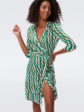 Load image into Gallery viewer, DVF NEW JEANNE TWO 3/4 DRESS ARTA GEO GREEN