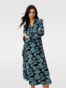 DVF	PHOENIX REVERSIBLE DRESS INTERMI GEO TURQ/OPERA FRL BLK