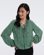 Load image into Gallery viewer, DVF GINNY BLOUSE PAINTED CUBE SM INDIAN GREEN