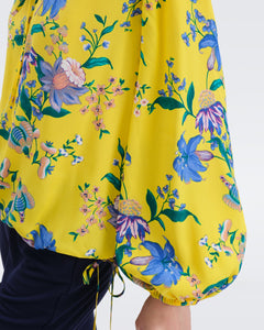 DVF GINNY BLOUSE SUMMER BOUQUETS YOKE YELLOW