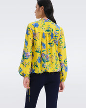 Load image into Gallery viewer, DVF GINNY BLOUSE SUMMER BOUQUETS YOKE YELLOW