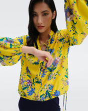 Load image into Gallery viewer, DVF GINNY BLOUSE SUMMER BOUQUETS YOKE YELLOW