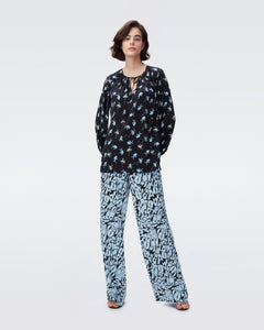 DVF NEW FREDDIE BLOUSE PEOPLE DANCING BLACK