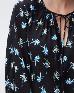 DVF NEW FREDDIE BLOUSE PEOPLE DANCING BLACK