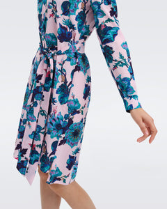 DVF PRITA DRESS ASTRANTIA LG GODDESS TURQ