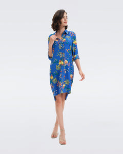 DVF PRITA DRESS SUMMER BOUQUETS INDIGO