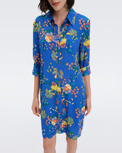 Load image into Gallery viewer, DVF PRITA DRESS SUMMER BOUQUETS INDIGO