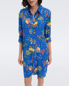 DVF PRITA DRESS SUMMER BOUQUETS INDIGO