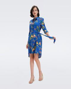 DVF PRITA DRESS SUMMER BOUQUETS INDIGO