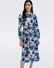 Load image into Gallery viewer, DVF SYDNEY MIDI DRESS ASTRANTIA LG GODDESS TURQ