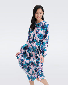 DVF SYDNEY MIDI DRESS ASTRANTIA LG GODDESS TURQ