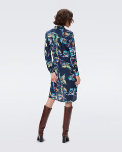 DVF PRITA DRESS ABSTRACT BTFLY MED PERF NAVY 2