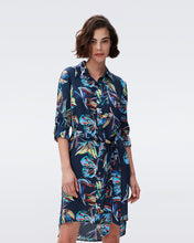 Load image into Gallery viewer, DVF PRITA DRESS ABSTRACT BTFLY MED PERF NAVY 2