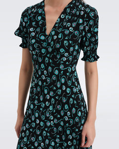 DVF JEMMA DRESS FIDDLEHEADS SM BLACK