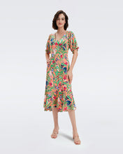 Load image into Gallery viewer, DVF ORLA DRESS FANTASIA FLORAL CORAL REEF