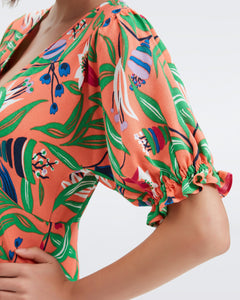 DVF ORLA DRESS FANTASIA FLORAL CORAL REEF