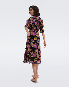 DVF PEACH DRESS ASTRANTIA LG BLACK