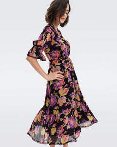 DVF PEACH DRESS ASTRANTIA LG BLACK