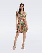 Load image into Gallery viewer, DVF EMILIA MINI DRESS FANTASIA FLORAL CORAL REEF