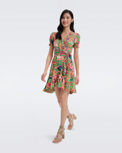 Load image into Gallery viewer, DVF EMILIA MINI DRESS FANTASIA FLORAL CORAL REEF