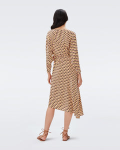 DVF ELOISE TWO DRESS FEBRUARY GEO YOKE YELLOW