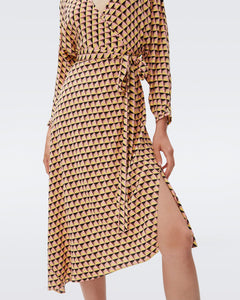 DVF ELOISE TWO DRESS FEBRUARY GEO YOKE YELLOW