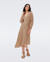 Load image into Gallery viewer, DVF ELOISE TWO DRESS FEBRUARY GEO YOKE YELLOW