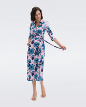 Load image into Gallery viewer, DVF ABIGAIL MIDI DRESS ASTRANTIA LG GODDESS TURQ