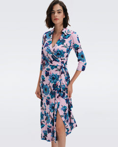 DVF ABIGAIL MIDI DRESS ASTRANTIA LG GODDESS TURQ