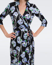 Load image into Gallery viewer, DVF ABIGAIL MIDI DRESS WATERCOLOR FLORAL LG BLACK