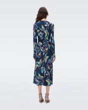 Load image into Gallery viewer, DVF TILLY DRESS ABSTRACT BTFLY MED PERF NAVY