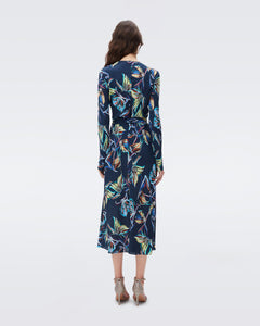 DVF TILLY DRESS ABSTRACT BTFLY MED PERF NAVY
