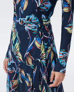 DVF TILLY DRESS ABSTRACT BTFLY MED PERF NAVY