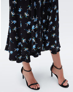 DVF DEBRA SKIRT PEOPLE DANCING BLACK