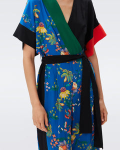 DVF RINNA JUMPSUIT SUMMER BOUQUETS INDIGO