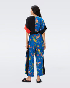 DVF RINNA JUMPSUIT SUMMER BOUQUETS INDIGO