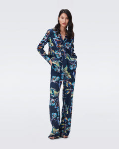 DVF FEDERICA PANTS ABSTRACT BTFLY MED PERF NAVY