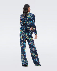 DVF FEDERICA PANTS ABSTRACT BTFLY MED PERF NAVY